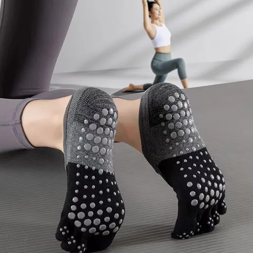 Vista 6 de SpringPlus 3 pares de calcetines de yoga para mujer con agarre antideslizante, pilates, barra, yoga, embarazo, baile, entrenamiento descalzo