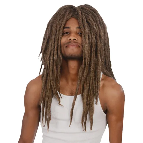 Vista 2 de Kangaroo's peluca con rastas, unisex, color a elección, talla única , Marrón