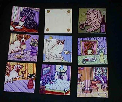 Vista 2 de Pointer steeping tea cafe decor dog art tile coaster giftdecor dog art tile coaster gift