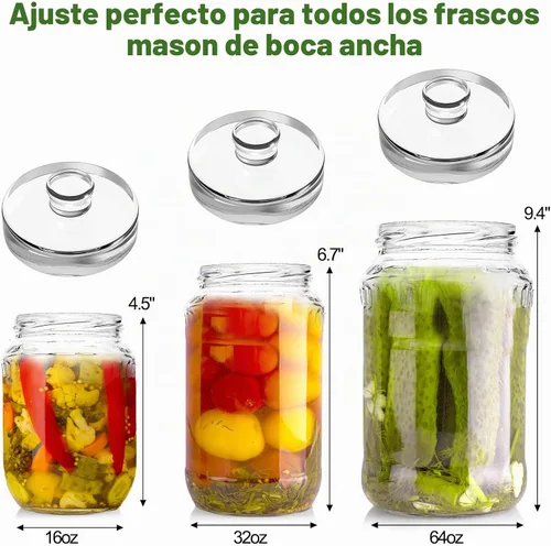 Vista 3 de Jucoan Paquete de 9 pesos de fermentación de vidrio con mango de fácil agarre, pesos de fermentación de vidrio pesado para frascos Mason de boca
