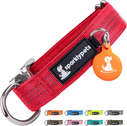 Vista 17 de Collar de perro extra pequeño con hebilla cromada de liberación rápida y soporte AirTag – Collares de razas pequeñas de primera calidad con rayas