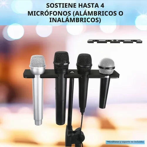 Vista 2 de Soporte de micrófono múltiple para soporte de micrófono, organizador de micrófono múltiple y pantalla para micrófonos con cable e inalámbricos