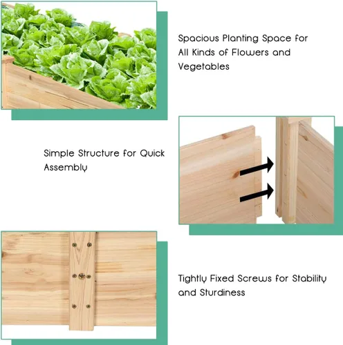 Vista 3 de Kit de jardinería Giantex, tipo cama de madera, para cultivar plantas y vegetales, Madera