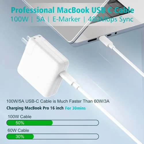 Vista 4 de Cable USB C a USB C de 3.3 pies/1m 100W para iPhone 16/15 Pro Max, cargador para MacBook Pro/Air, iPad Pro de 13/12.9/11 pulgadas, Air 5/4, Mini 6