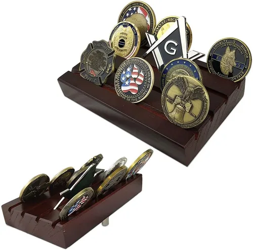 Vista 5 de ASmileIndeep Exhibición de monedas de desafío de 5 filas y estante para monedas de desafío de 4 filas