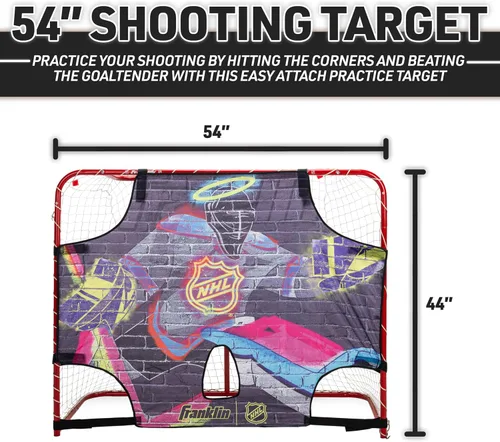 Vista 5 de Franklin Sports NHL Street Hockey Goalie Shooting Target - Shooter Tutor Hockey Goal Practice Target - Street Hockey Net Goalie Target - Easy Attach