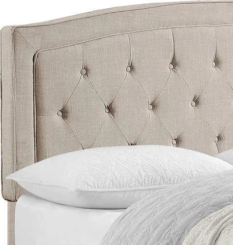 Vista 5 de Rosevera Jordana - Marco de cama de panel con cabecera ajustable con botones para dormitorio, tapizado de lino, soporte de listones de madera, fácil