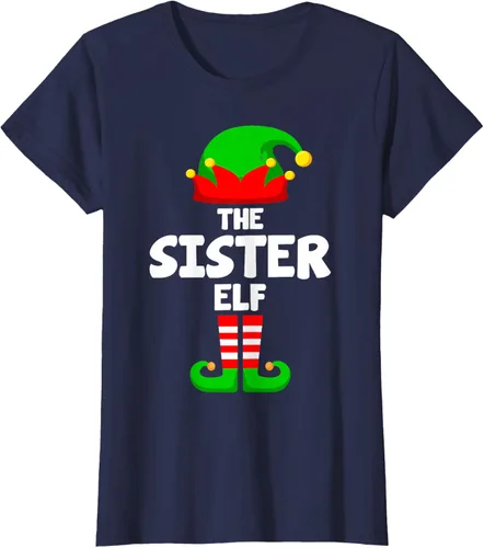 Vista 15 de Sister Elf Matching Family Christmas T-Shirt, Negro