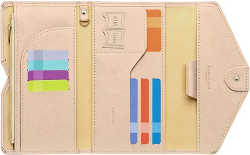 Vista 16 de ZOPPEN Cartera de viaje con bloqueo RFID multiuso (Ver.4) Portatarjetas de pasaporte y vacunación ComboTri-fold Document Organizer Travel #15 Azul