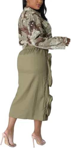 Vista 4 de Falda de carga para mujer, cintura elástica, ajuste holgado, casual, con múltiples bolsillos
