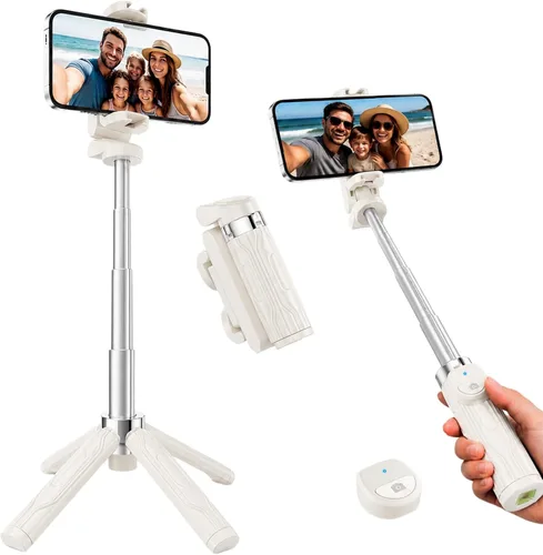 Vista 10 de Mini Selfie Stick Tripod, 4" Pocket-Sized Selfie Stick with Bluetooth Remote, 4-Leg Reinforced Stand, 360° Rotation, 3.8 oz Lightweight for