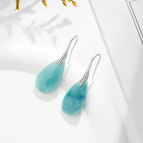 Vista 3 de Plumiss Aretes de piedra natural para mujer, con piedras curativas, hipoalergénicas, ligeros, colgantes de múltiples estilos, joyería para regalo