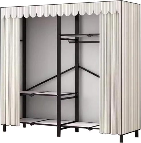 Vista 24 de large closets Folding Closet with Cloth Cover Clothes Closet Portable Wardrobe Closet Metal Iron Frame Closets for Bedroom Large Closet Space-saving