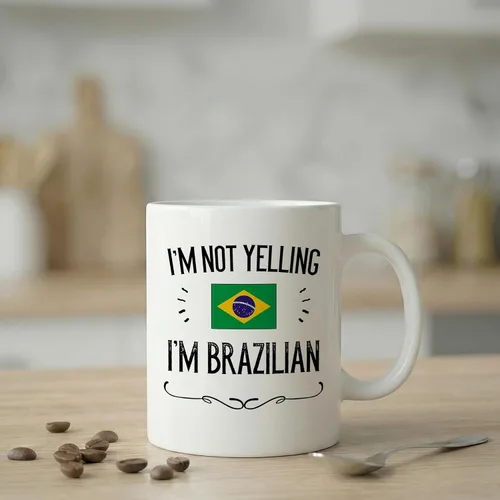 Vista 6 de Casitika Recuerdo y regalos del orgullo brasileño. Taza de café de 11 onzas. Idea de regalo para esposa, marido, amigo o compañero de trabajo