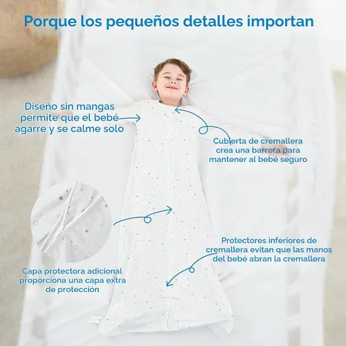 Vista 3 de TotAha Toddler Sleep Sack 0.5 TOG Wearable Blanket Sleeping Bag Greystar