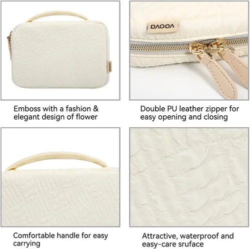 Vista 4 de Voova Estuche organizador de joyas de viaje, bolsa grande de almacenamiento de joyas para mujeres y niñas, bolsa portátil para collares, anillos