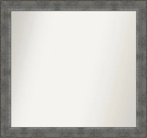Vista 54 de Amanti Art Espejo de baño plateado para sobre el fregadero, 24 x 24 pulgadas, espejo cuadrado de peltre forjado a medida, marco de madera casual