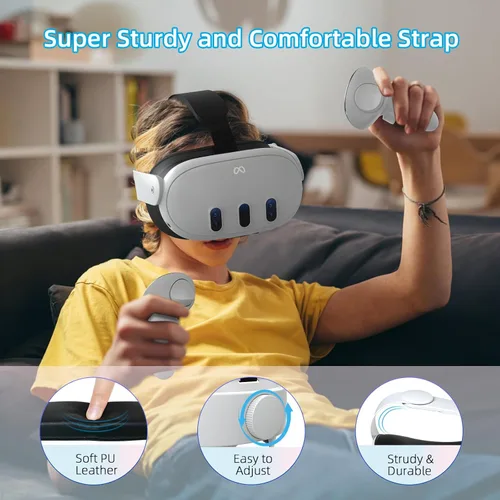 Vista 7 de Correa para la cabeza compatible con Oculus Quest 3, accesorios Meta Quest 3, correa ajustable Elite repuesto para mayor comodidad soporte e