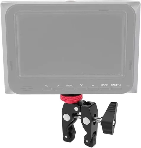 Vista 3 de Soporte de abrazadera de cangrejo con adaptador de tornillo de 1/4 "para trípode de cámara de luz flash de estudio (negro)