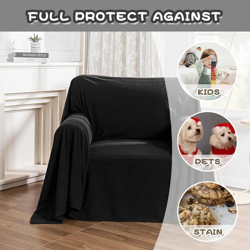 Vista 3 de MYSKY HOME Fundas negras para sofá reclinable, funda de sofá modular antideslizante para perro, fundas de sofá para sofá, protector de sofá