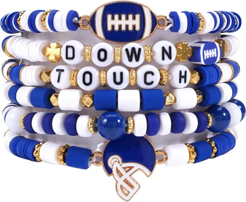 Vista 17 de Ardorchid Pulseras de Halloween para Mujeres Calabaza Fantasma Esqueleto Murciélago Calavera con Cuentas Apilables Elásticas Rugby Acción de Gracias