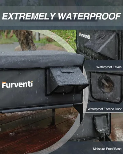 Vista 3 de Casa climatizada para gatos para exteriores, soportes de doble cámara, 100% resistente a la intemperie y extremadamente aislada, refugio elevado