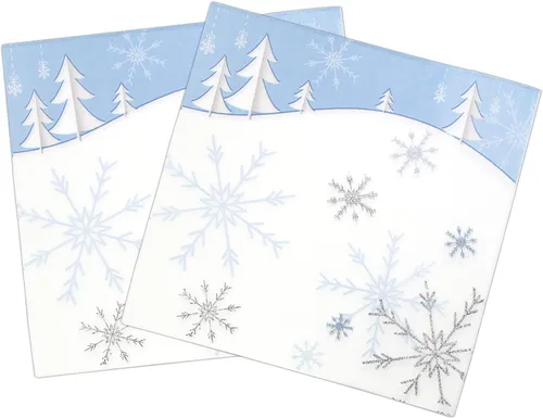 Vista 17 de Servilletas de Navidad – Servilletas desechables de papel rojo para fiesta de sombrero de Navidad, decoración de fiesta de copo de nieve de Navidad