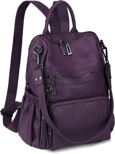 Vista 11 de Uromee Mochila de Viaje Monedero para Mujeres Cuero Vegano Damas Moda Borla Bolsa de Hombro Convertible, Grande, Mochilas Daypack