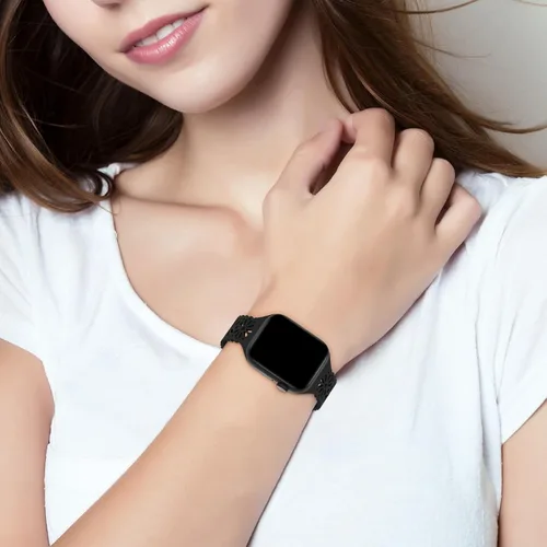 Vista 4 de Paquete de 6 correas de silicona delgadas y huecas de encaje compatibles con Apple Watch de 1.496 pulgadas, 1.575 pulgadas, 1.614 pulgadas, 1.654