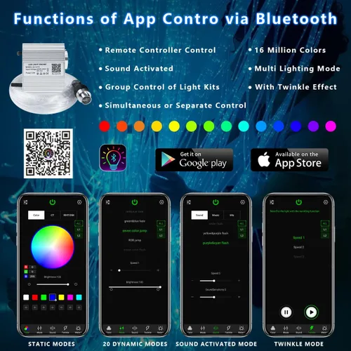 Vista 2 de AKEPO Luces sensoriales de fibra óptica para sala sensorial de autismo para niños, 10 W RGBW parpadeo+respuesta musical+control de aplicación