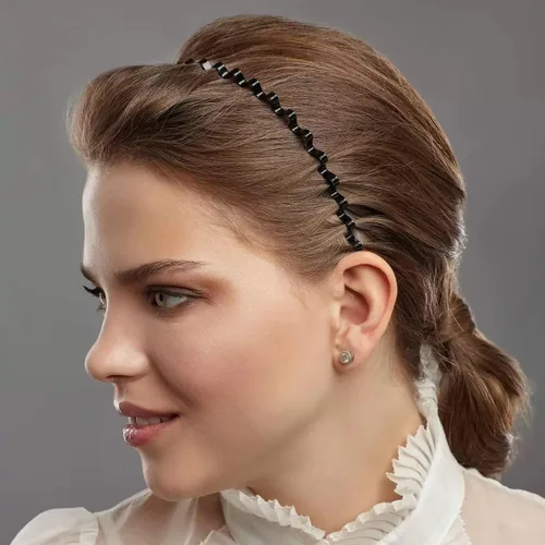 Vista 3 de BOYIVI 15 diademas de metal para dientes de moda, bandas onduladas negras antideslizantes unisex deportivas para hombres y mujeres