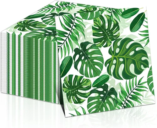 Vista 9 de 50 servilletas de papel de eucalipto, color verde salvia, decoración de fiesta de cumpleaños, servilletas de postre desechables con temática
