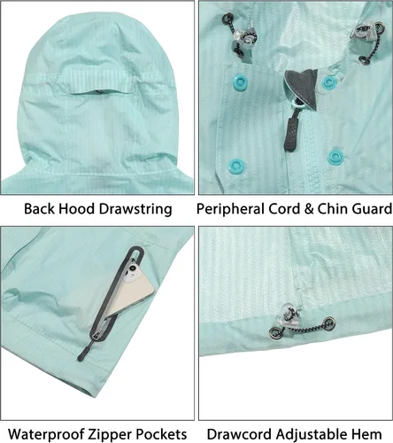 Vista 3 de Little Donkey Andy Chaqueta impermeable para mujer, ligera, con capucha, protección solar, rompevientos para golf al aire libre