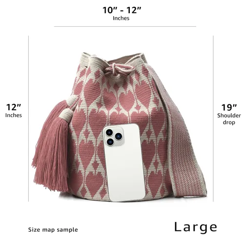 Vista 6 de WYOU Designer Collection Wayuu - Bolsa de ganchillo, tamaño grande