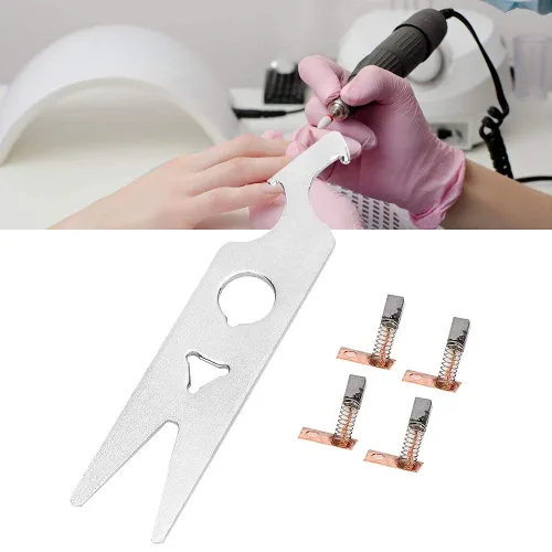 Vista 2 de Juego de 2 pares de llaves de cepillo de carbono, accesorios de pieza de repuesto para taladro de uñas, incluye cepillo de carbono y llave