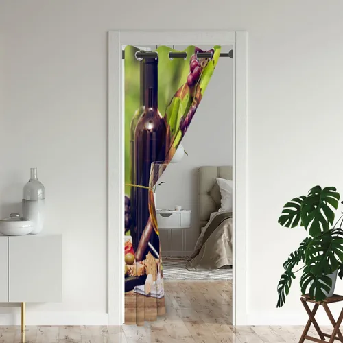 Vista 2 de Cortinas opacas románticas rústicas para puerta de vino de uva de granja para puertas de entrada, cortina opaca romántica para armario de dormitorio