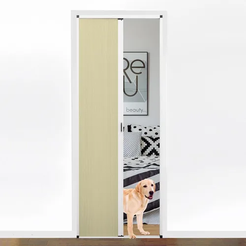 Vista 10 de MaKefeile Puerta celular plegable de acordeón sin perforaciones para puertas celulares, puertas correderas para dormitorios, pasillos, divisores