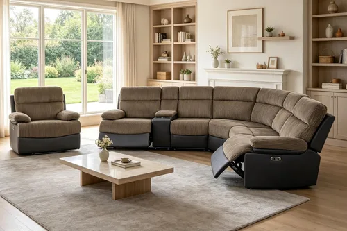 Vista 79 de Juego de sofá seccional reclinable de cuero, sofá seccional con 4 sillones reclinables