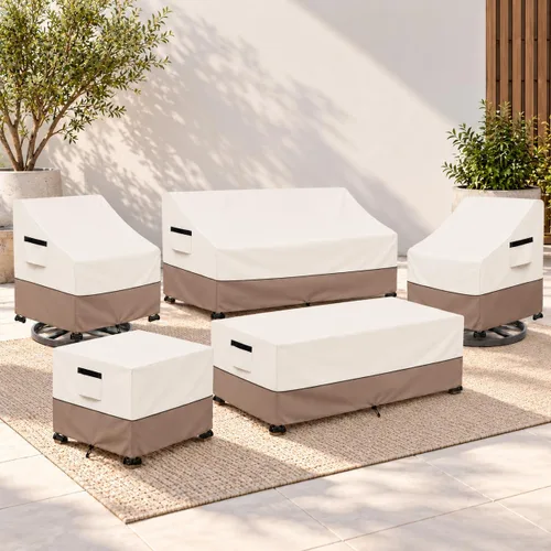 Vista 8 de Fundas impermeables para sillas de patio, paquete de 2, 27.5 Beige