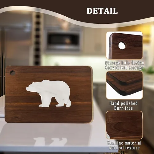 Vista 5 de Tablas de cortar de madera de acacia con mármol grandes tablas de queso para charcutería tablas para servir frutas de carne de 16.5 x 11 pulgadas