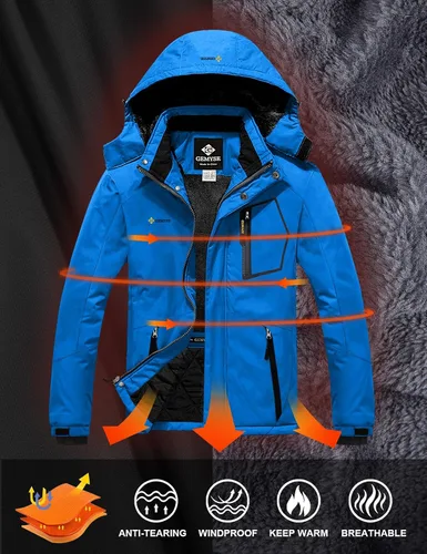 Vista 2 de GEMYSE - Chaqueta de esquí impermeable, resistente al viento, lluvia y nieve, para hombre