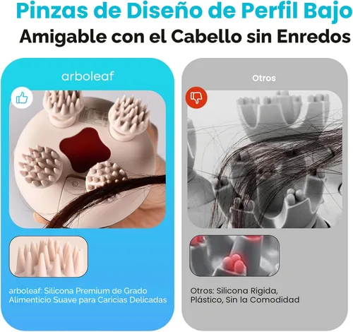 Vista 3 de arboleaf Masajeador Eléctrico para el Cuero Cabelludo, Masajeador de Cabeza, Alivio del Estrés del Cuero Cabelludo, 5 en 1 Amasado, 128 Nodos