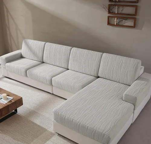 Vista 8 de Fundas de cojín para sofá, súper elásticas y lavables para asientos modulares y en forma de L, protector de muebles apto para mascotas con diseño