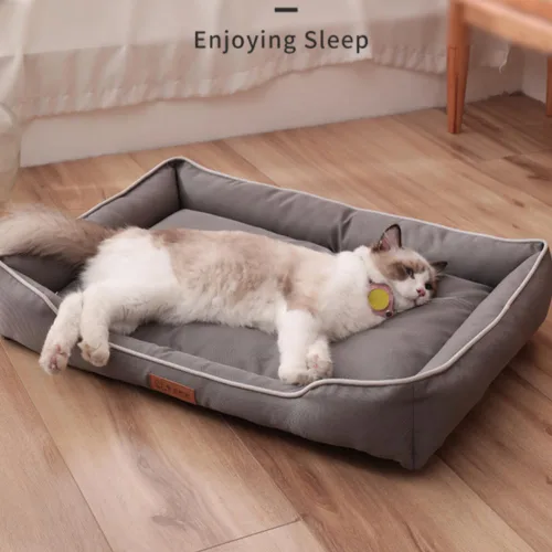 Vista 5 de Cama ortopédica de espuma viscoelástica para perro con cojín, tela Oxford duradera, funda extraíble lavable, sofá para mascotas para perros y gatos
