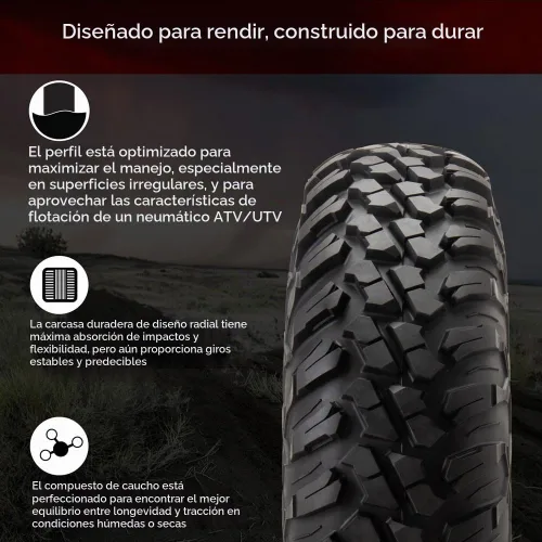 Vista 5 de Tusk Racing Cuatro neumáticos radiales Tusk TERRABITE de 8 capas para UTV de 30x10-14 montados en ruedas Tusk CASCADE - CAN-AM MAVERICK DEFENDER