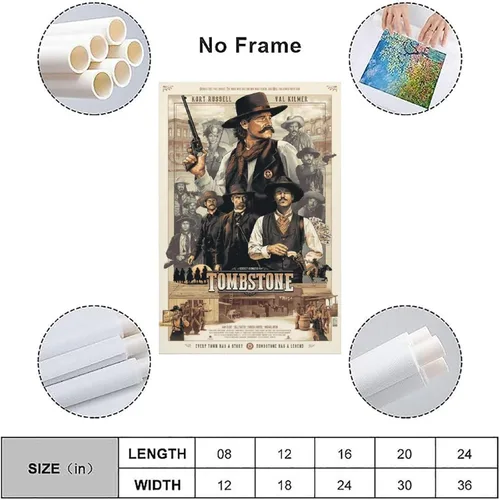 Vista 3 de Tombstone - Póster de película en lienzo para pared, diseño moderno de dormitorio familiar, decoración para habitación estética, 12 x 18 pulgadas