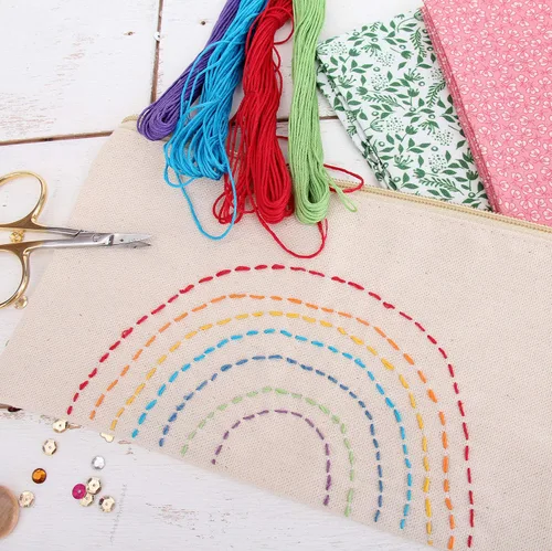 Vista 4 de Threadart Bolsa de lona de algodón con cremallera para lápices y organizador de maquillaje, Negro - Heavy-duty 100% cotton canvas zipper pouch