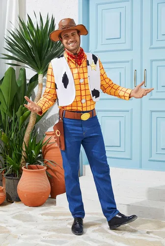 Vista 3 de LILLIWEEN Woody - Disfraz de vaquero para adultos, disfraz de sheriff para Halloween, disfraz de uniforme de Halloween