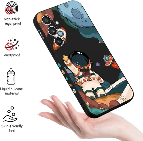 Vista 5 de LEECG Funda para Galaxy S23 FE, diseño creativo de impresión lateral de astronauta para Samsung S23 FE 5G, funda protectora resistente de silicona