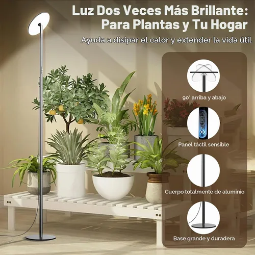 Vista 2 de Luz LED de crecimiento alto de espectro completo de 60 W, luz de planta de pie ajustable de 85 pulgadas para plantas de interior, temporizador